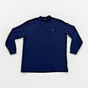Polo Golf Mock Neck Shirt Mens XXL Navy Blue Long Sleeve Rum River‎ Hills